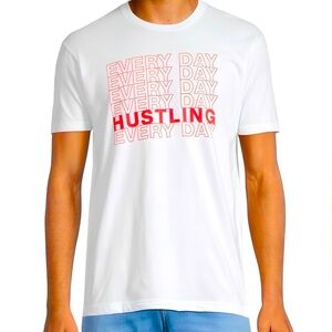 KID DANGEROUS Mens Everyday Hustling T-shirt White Red Graphic Short Sleeve Tee
